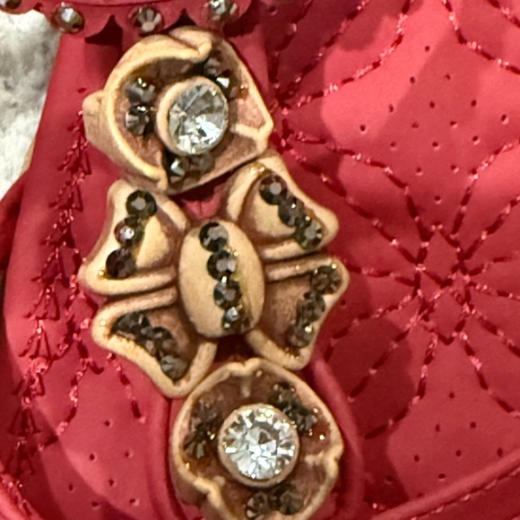 Elegant Red Embellished Women's Sandals size 42 (10.5-11) - Picture 7 of 8